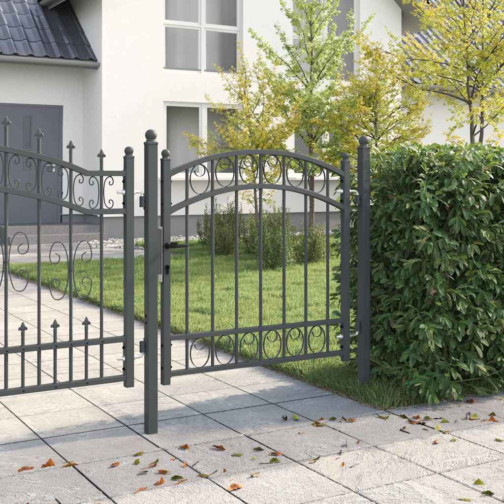 vidaXL Hekpoort met slot Grijs 100 x 100 cm Poedergecoat staal