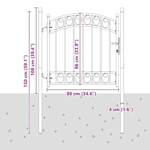 Brána na plot Šedá 100 x 100 cm Práškově lakovaná ocel - obrázek 7