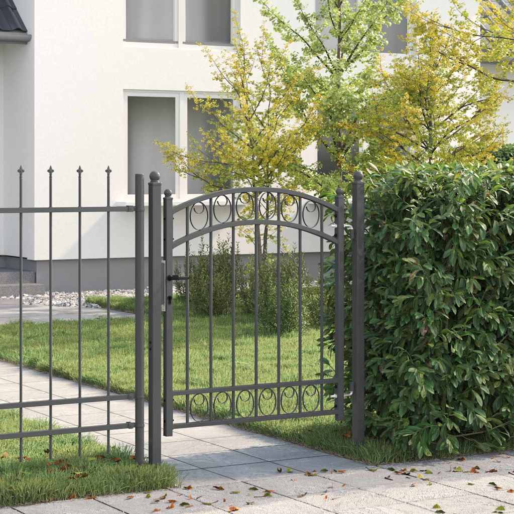 vidaXL Poartă de gard Gri 125 x 100 cm Oțel vopsit în pulbere