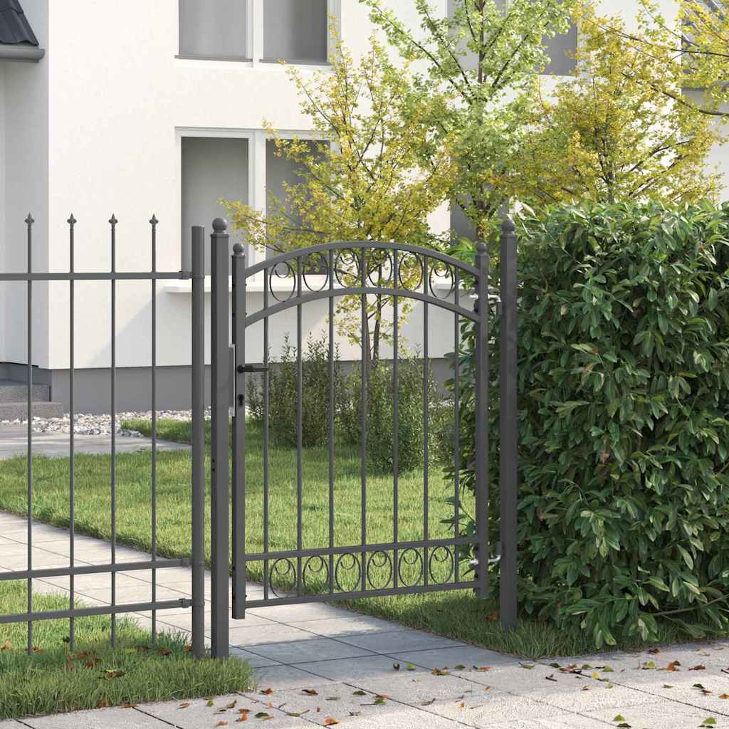 vidaXL Poartă de gard Gri 150 x 100 cm Oțel vopsit în pulbere