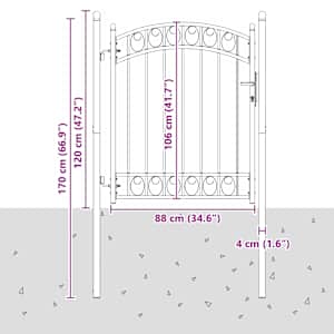 Brána na plot Šedá 150 x 100 cm Práškově lakovaná ocel - obrázek 7