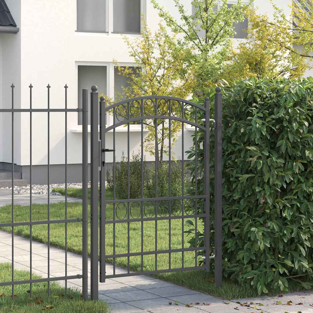 vidaXL Poartă de gard Gri 170 x 100 cm Oțel vopsit în pulbere