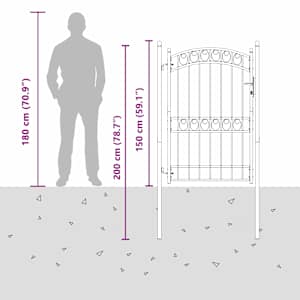Brána na plot EMMEN 200 x 100 cm Práškově lakovaná ocel Šedá - obrázek 8