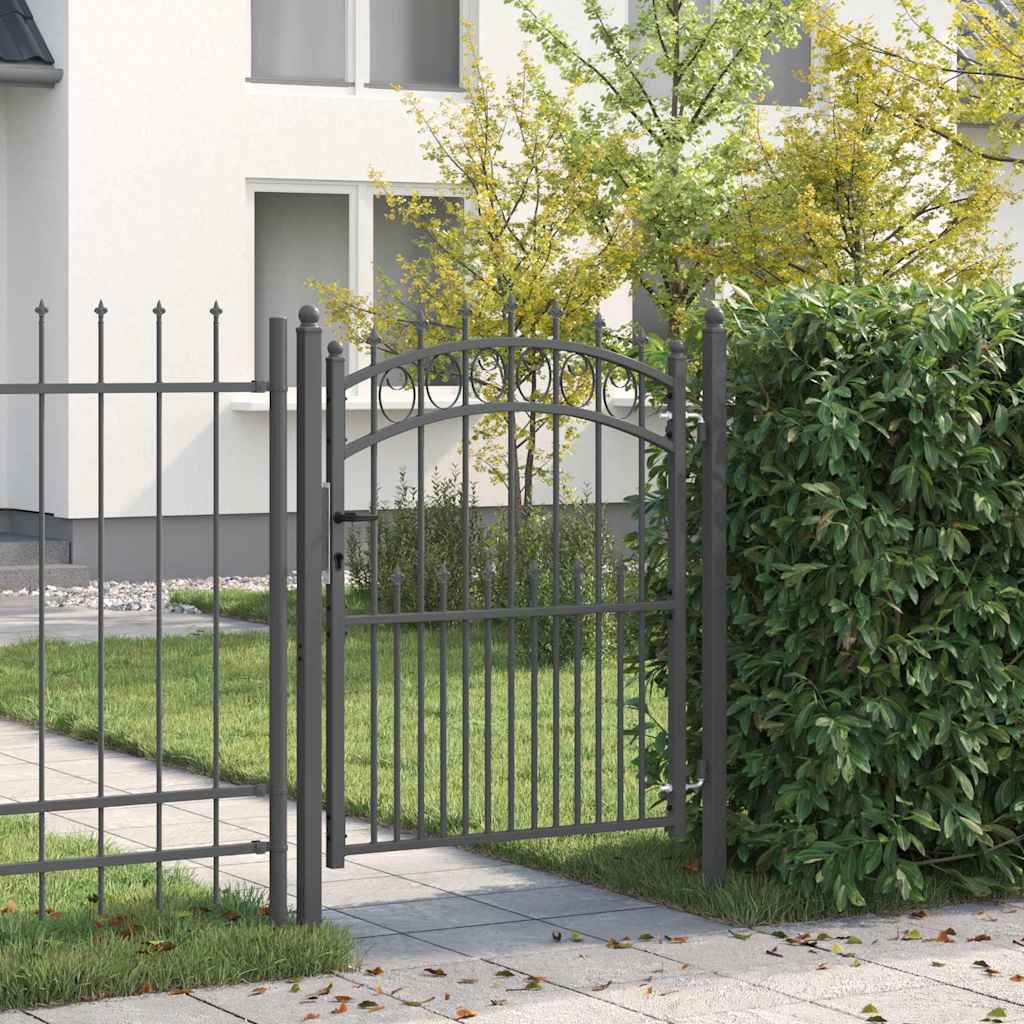 vidaXL Poartă de gard cu țepi Gri 150 x 100 cm Oțel vopsit în pulbere