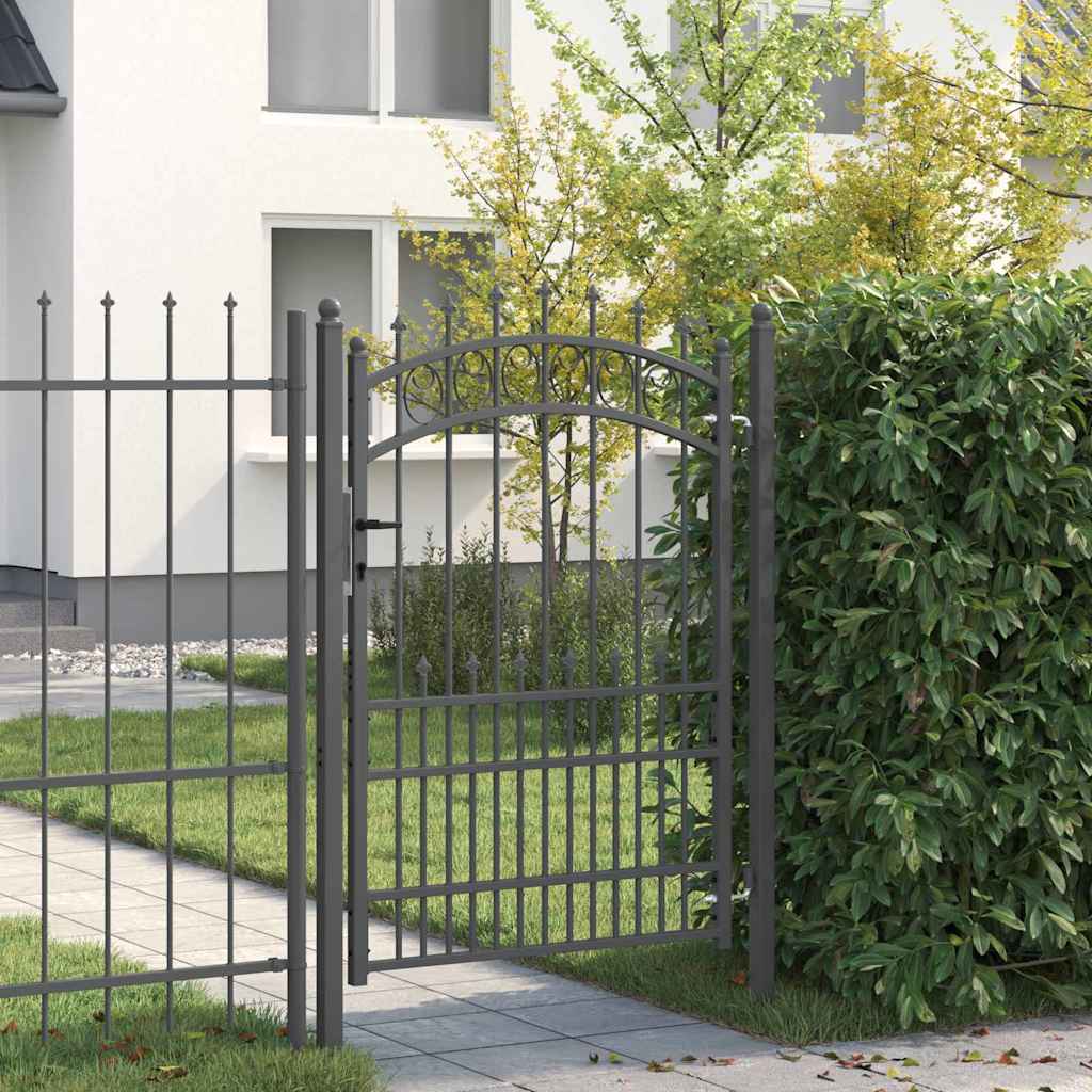vidaXL Poartă de gard cu țepi Gri 170 x 100 cm Oțel vopsit în pulbere