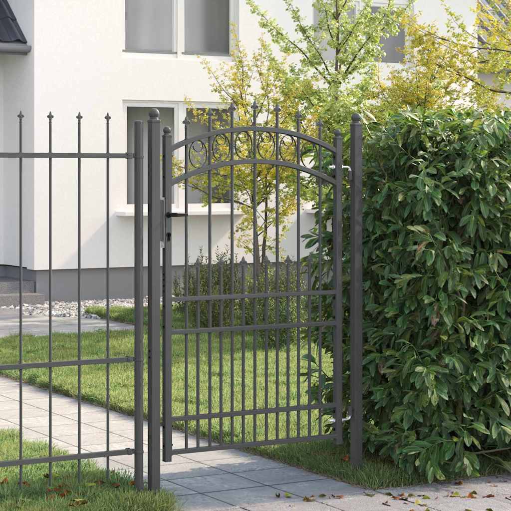 vidaXL Poartă de gard cu țepi Gri 200 x 100 cm Oțel vopsit în pulbere
