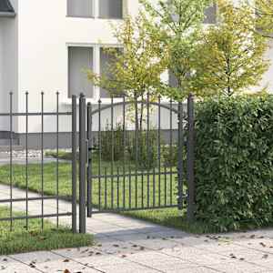 Vrata ograje s bodicami s ključavnico Siva 100 x 100 cm