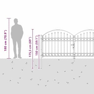 Brána na plot ASSEN 301 x 175,5 cm Ocel Šedá Zamykatelné - obrázek 9