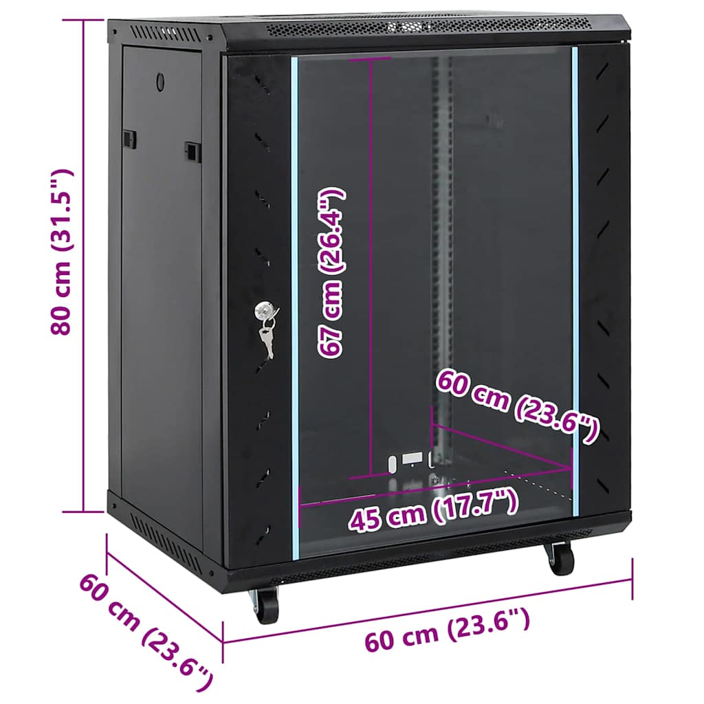 Network Cabinet with Swivel Feet Server Rack Storage Equipment IP20 vidaXL - Picture 52 of 56