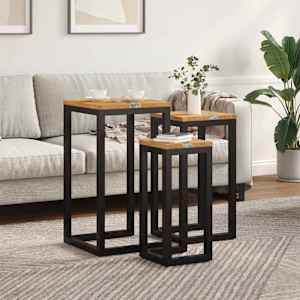 Nesting miza 3 pcs Rjava Trden tikov les