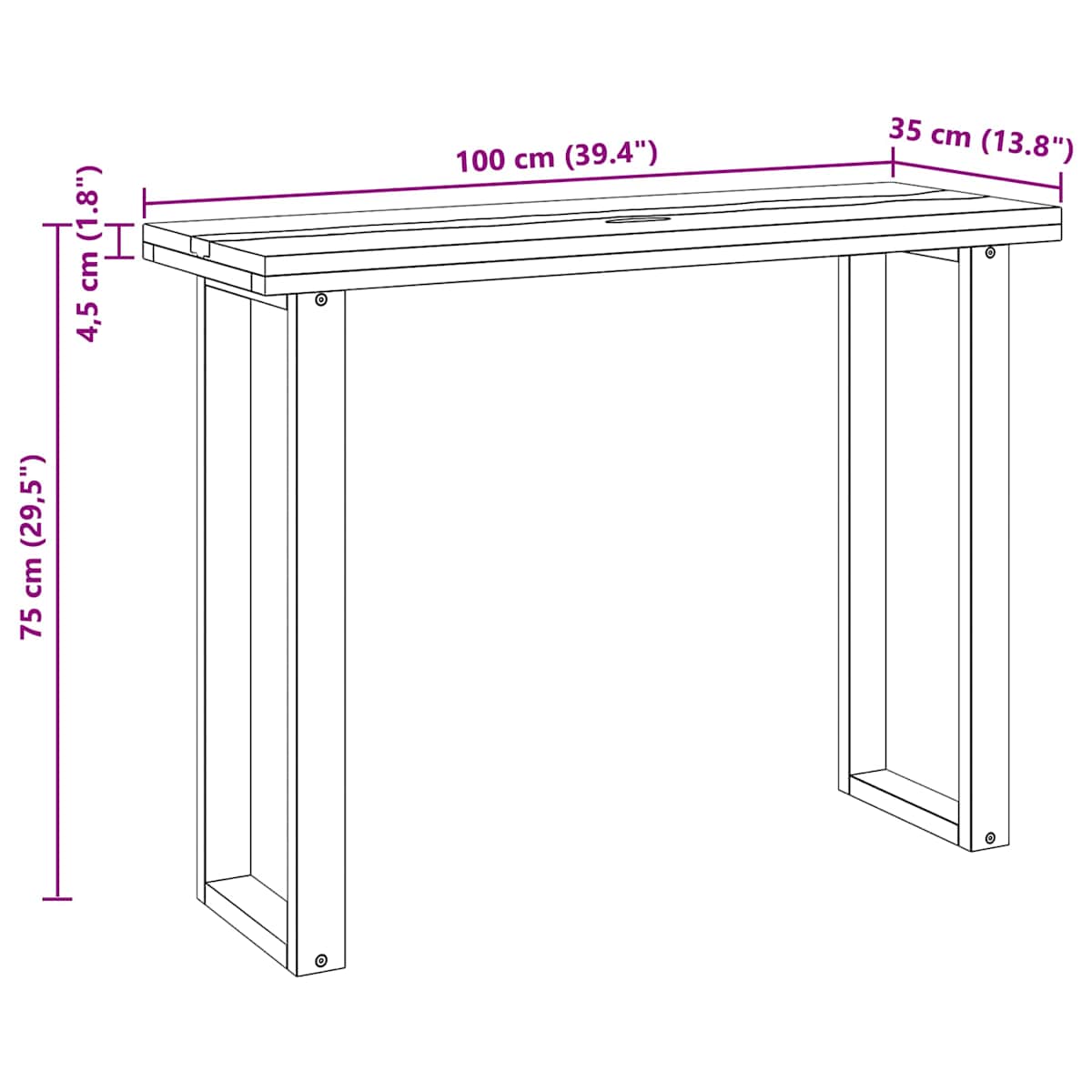 Konsolbord Brun 100 x 35 x 75 cm Massiv Teaktræ - Billede 7