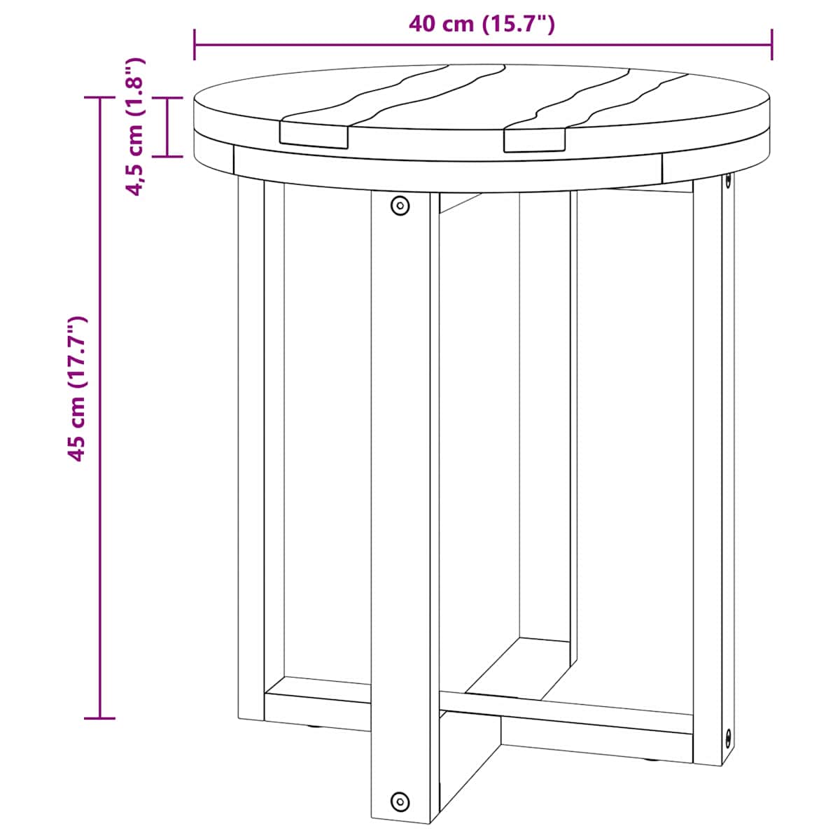Sofabord Brun 40 x 40 x 45 cm Massiv Teaktræ - Billede 8