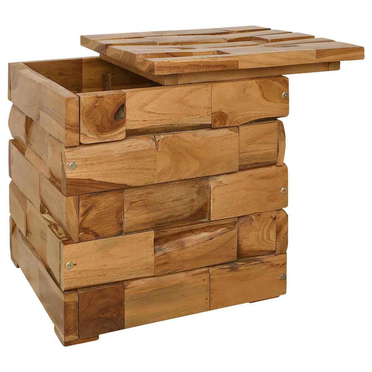 Opbevaringsskammel Brun 40 x 40 x 45 cm Massiv Teaktræ - Billede 3