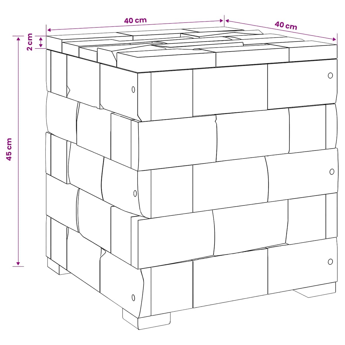 Opbevaringsskammel Brun 40 x 40 x 45 cm Massiv Teaktræ - Billede 10