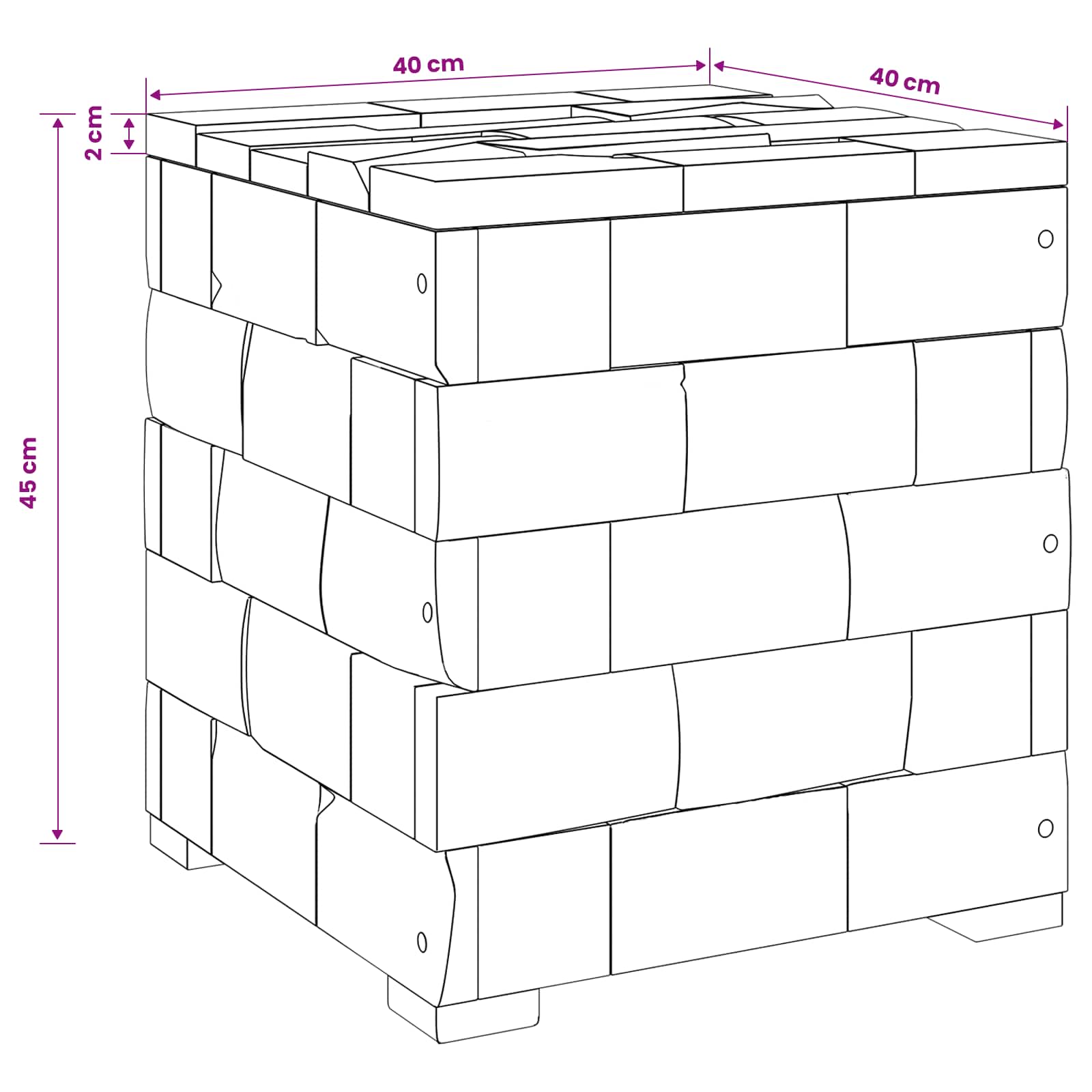 Opbergkruk Bruin 40,5 x 39,5 x 45 cm Massief Teakhout image 9