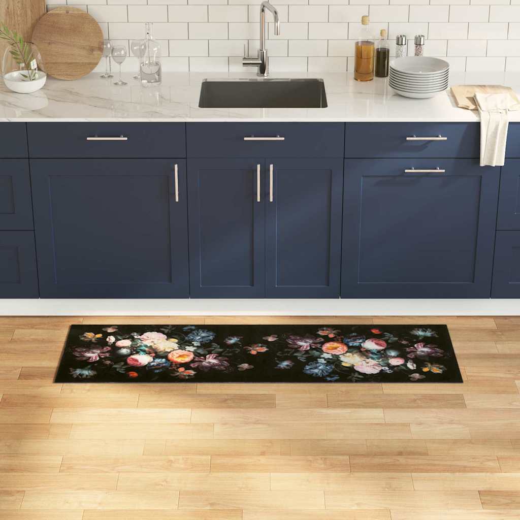 vidaXL Covor de bucătărie Floral Flori 45 x 150 cm Catifea