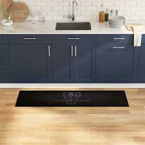 Kuhinjska preproga Črna 150 x 45 cm Žamet