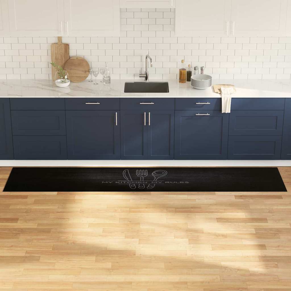  Covorașe intrare și preșuri - Covor de bucătărie Negru 300 x 60 cm Catifea