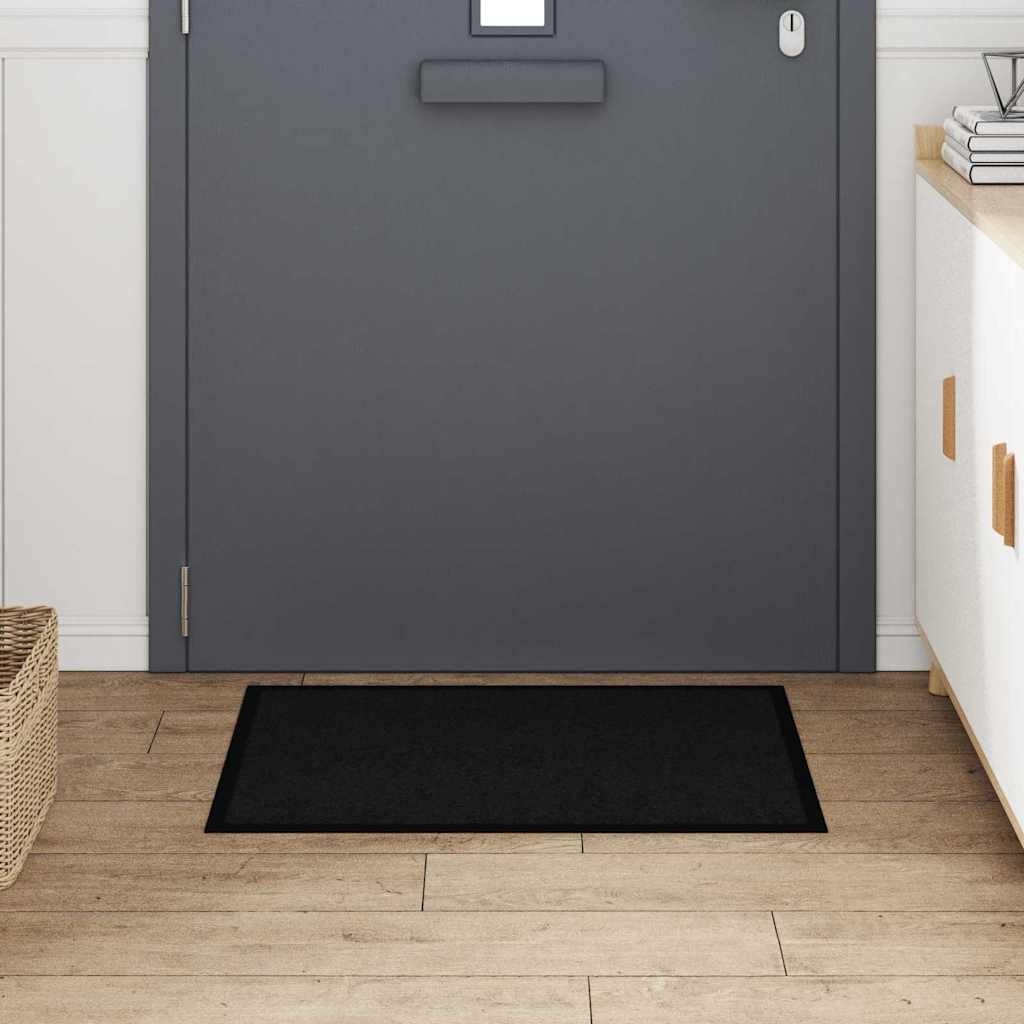 vidaXL Deurmat Zwart 60 x 80 cm Teddy Stof