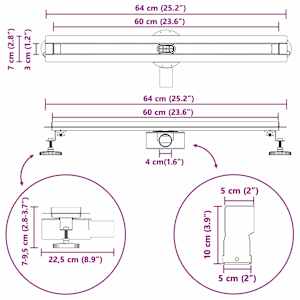 360° odtok na sprchu s slim modelem Stříbrná 60 cm - obrázek 13