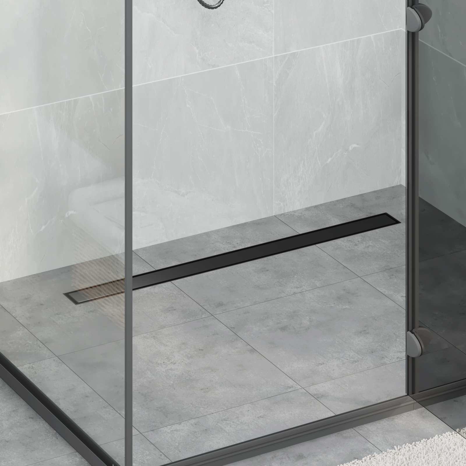 Tuš odtok 2-v-1 z 360° sifonom Črna 90 cm Nerjaveče jeklo 304