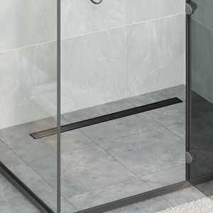 Tuš odtok 2-v-1 z 360° sifonom Črna 90 cm Nerjaveče jeklo 304