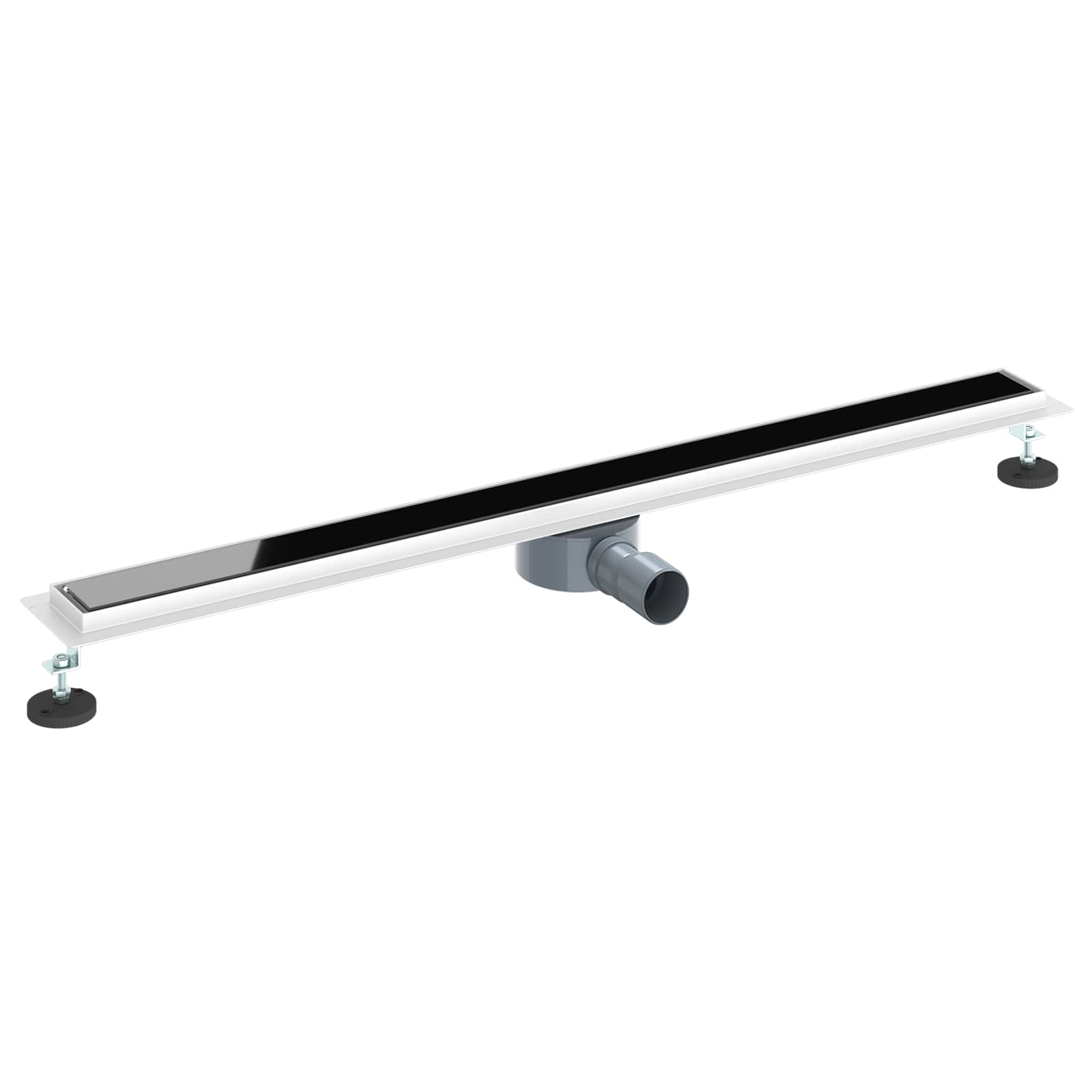 Duša noteka ar stikla vāku un 360° sifonu Melna 100 cm