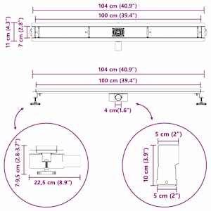 Sprchový odtok s skleněným víkem a 360° sifonem Černá 100 cm - obrázek 13