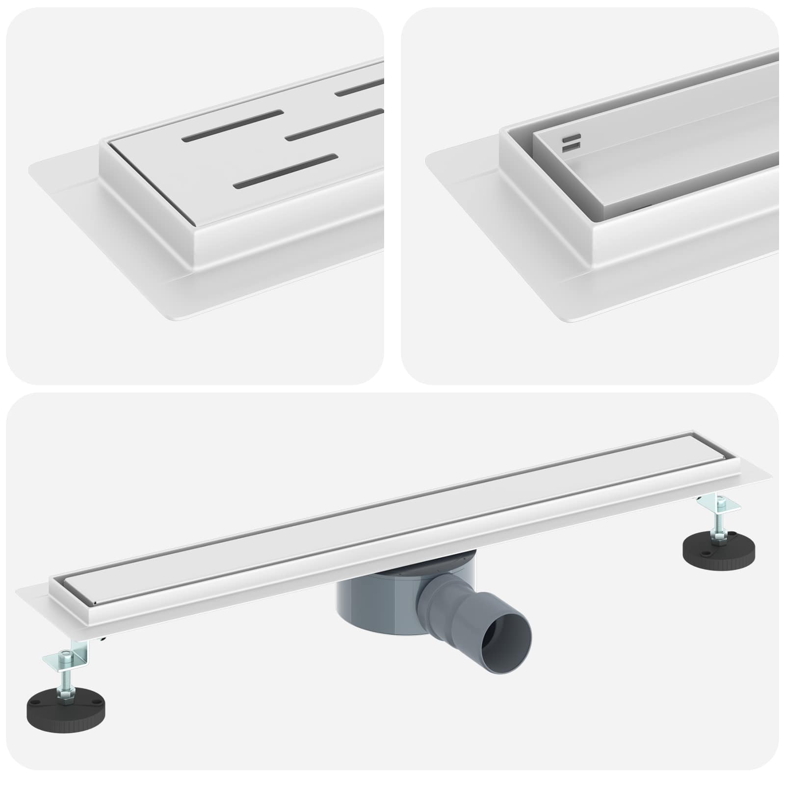 Thumbnail - vidaXL Duschablauf 2-in-1 mit 360° Siphon Silber 60 cm Edelstahl 304