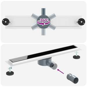 Sprchový odtok s skleněným víkem a 360° sifonem Černá 60 cm - obrázek 12