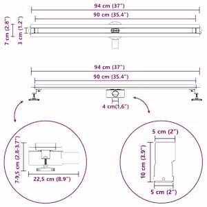 360° odtok na sprchu s slim modelem Stříbrná 90 cm - obrázek 13
