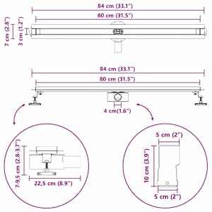 360° odtok na sprchu s slim modelem Stříbrná 80 cm - obrázek 13
