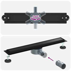 Sprchový odtok 2 v 1 s 360° sifonem Černá 60 cm - obrázek 12
