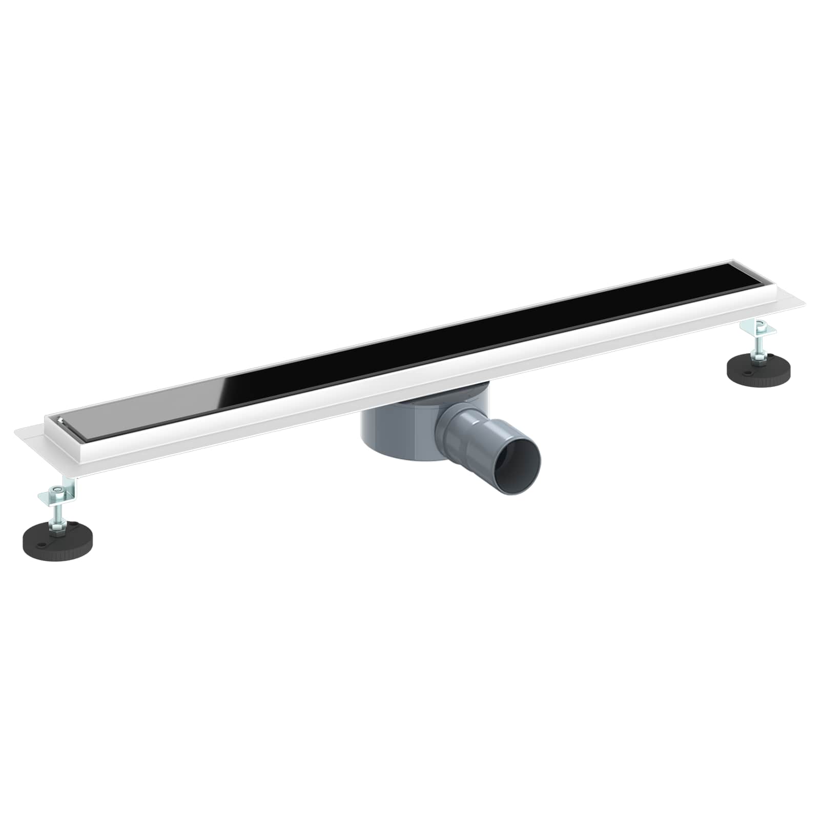 Duša noteka ar stikla vāku un 360° sifonu Melna 70 cm