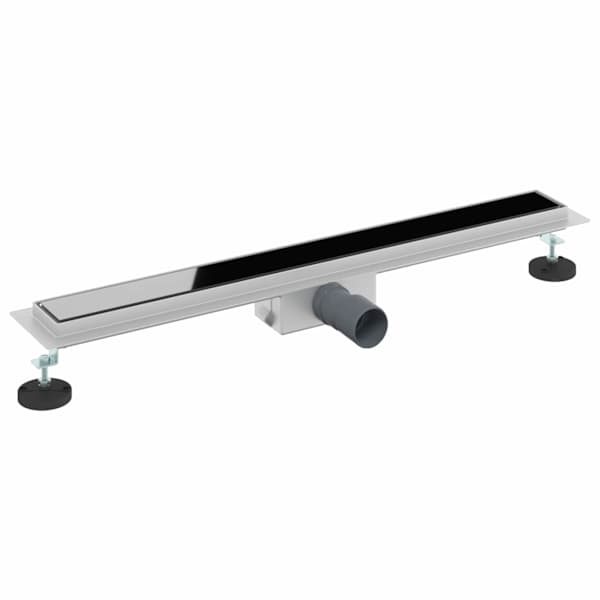 vidaXL Du&scaron;i &auml;ravool klaaskattega Must 80 cm Roostevaba teras 304