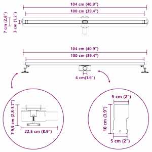 360° odtok na sprchu s slim modelem Stříbrná 100 cm - obrázek 13