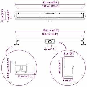 Sprchový odtok s skleněným krytem Černá 100 cm - obrázek 13
