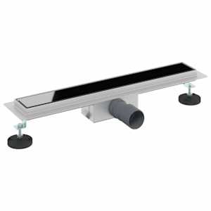 vidaXL Du&scaron;i &auml;ravool klaaskattega Must 50 cm Roostevaba teras 304
