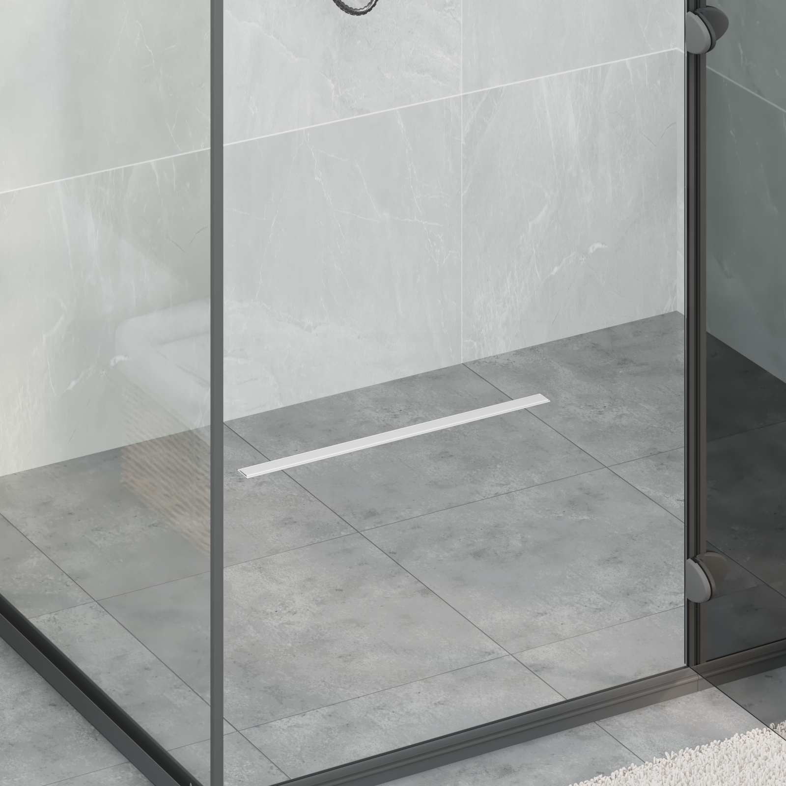 vidaXL 360° Duschablauf mit slim Modell Silber 50 cm Edelstahl 304