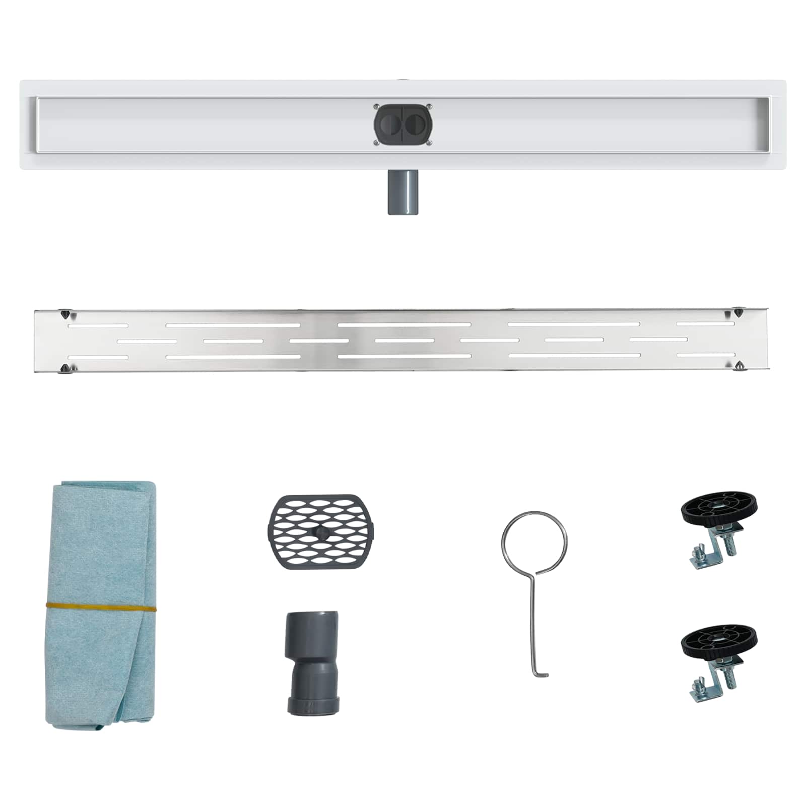 Tuš odtok Stekleni pokrov s 360° sifonom srebrna 90 cm - slika 10