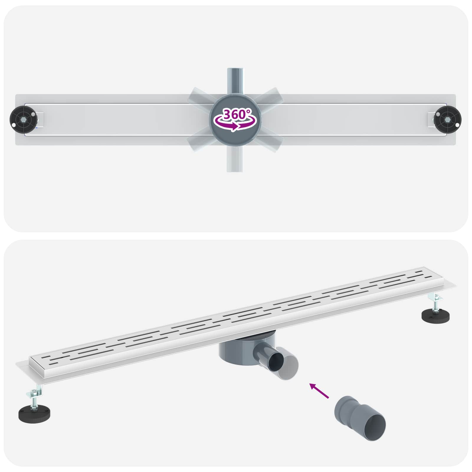Tuš odtok Stekleni pokrov s 360° sifonom srebrna 90 cm - slika 12
