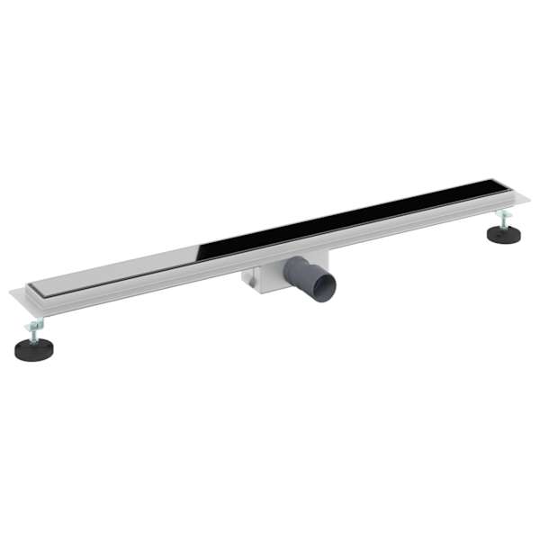 vidaXL Du&scaron;i &auml;ravool klaaskattega Must 90 cm Roostevaba teras 304