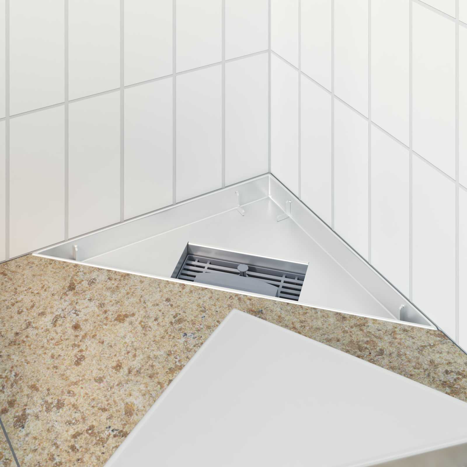 vidaXL 2 in 1 Driehoek Doucheafvoer Zilver 25 x 25 cm