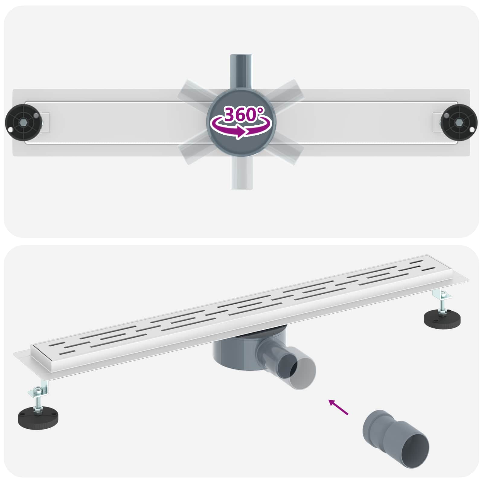 Tuš odtok Stekleni pokrov s 360° sifonom srebrna 70 cm - slika 12