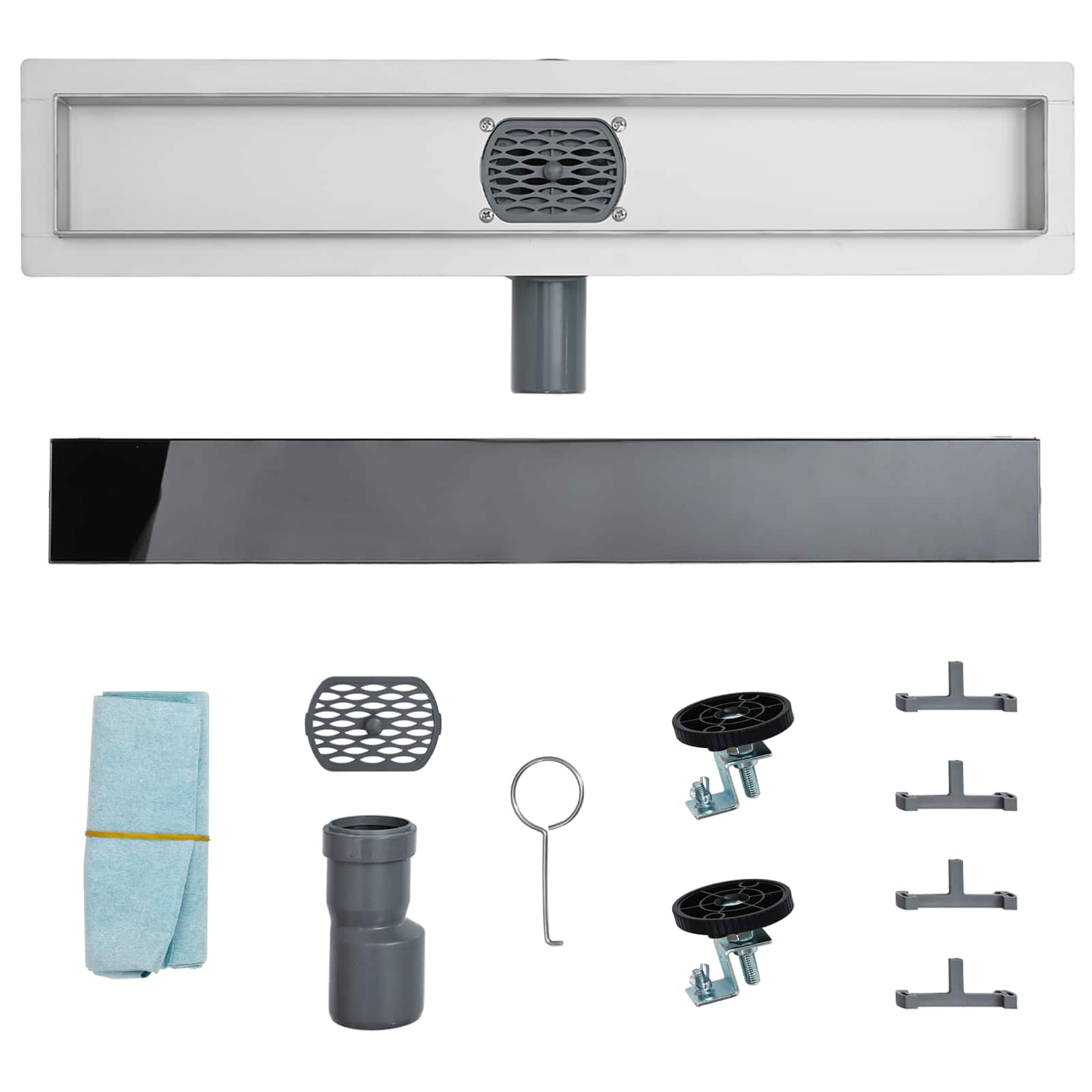 Tuš odtok Stekleni pokrov s 360° sifonom Črna 90 cm - slika 10