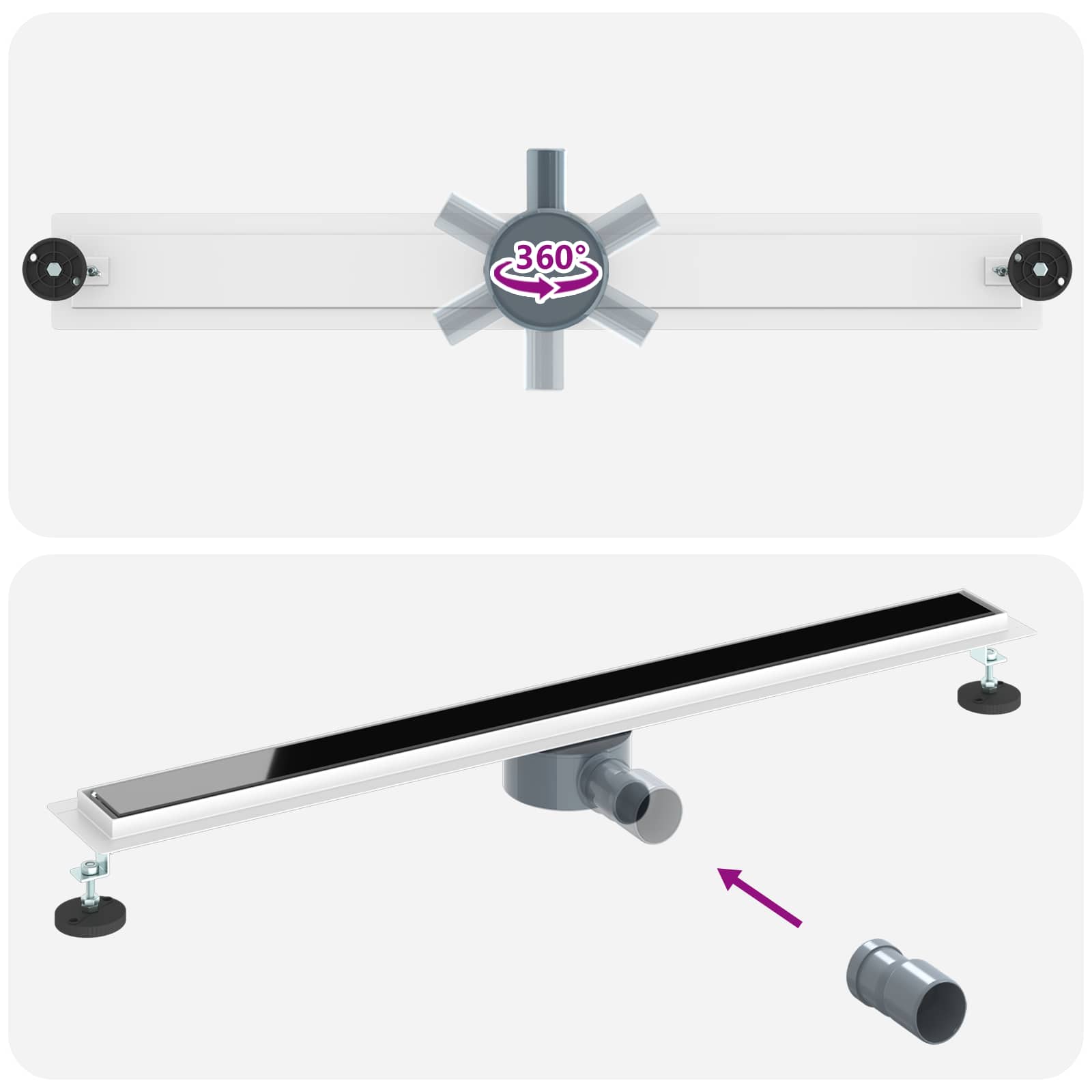 Tuš odtok Stekleni pokrov s 360° sifonom Črna 90 cm - slika 12