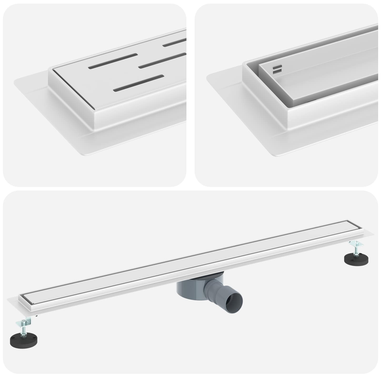 Tuš odtok 2-v-1 z 360° sifonom srebrna 90 cm - slika 2