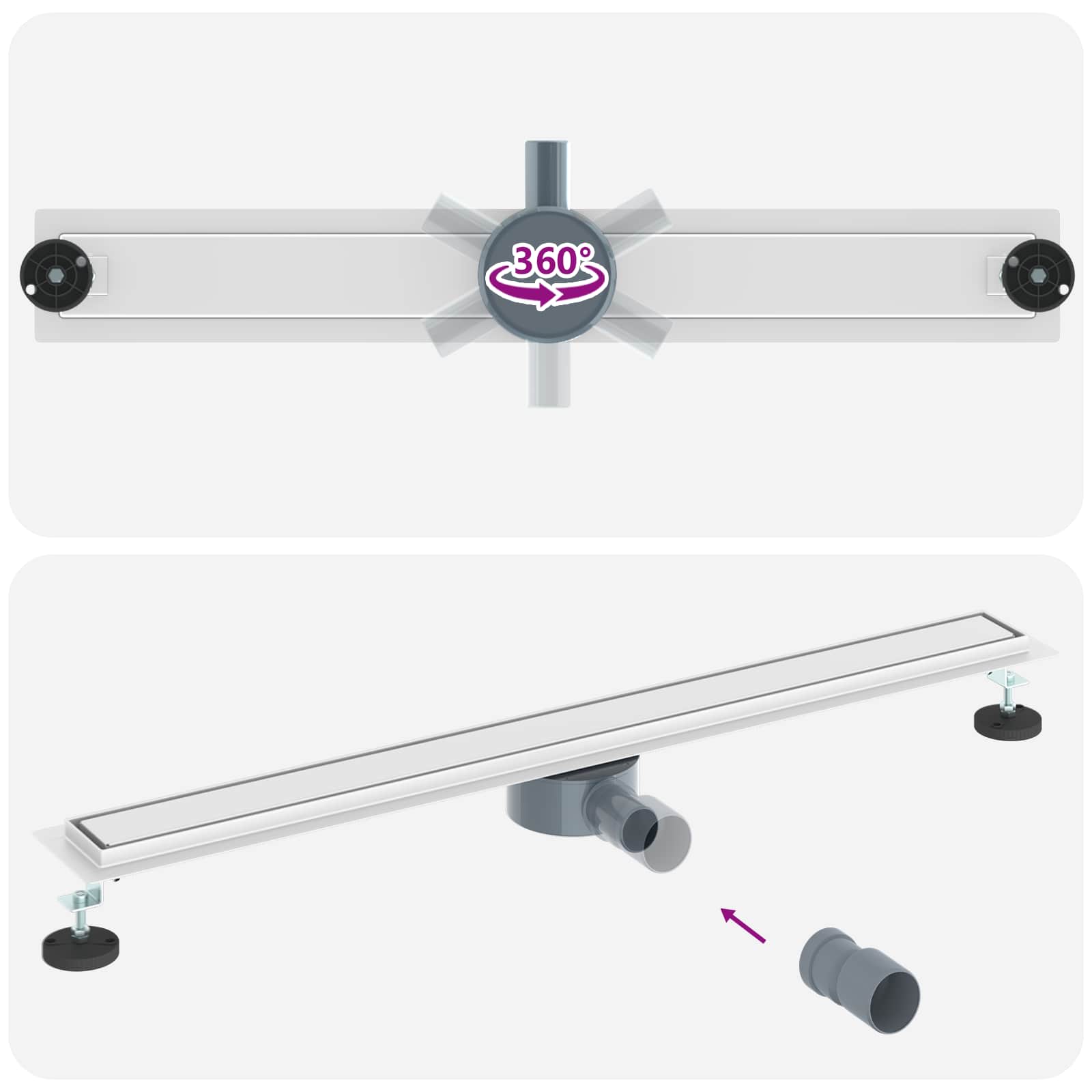 Tuš odtok 2-v-1 z 360° sifonom srebrna 90 cm - slika 12