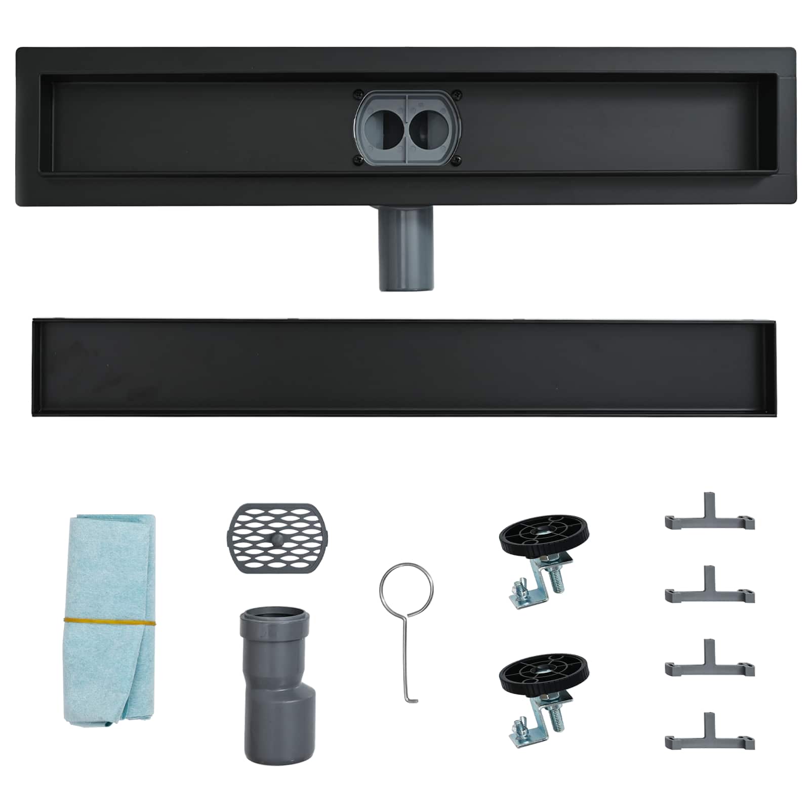 Tuš odtok 2-v-1 z 360° sifonom Črna 70 cm Nerjaveče jeklo 304 - slika 10