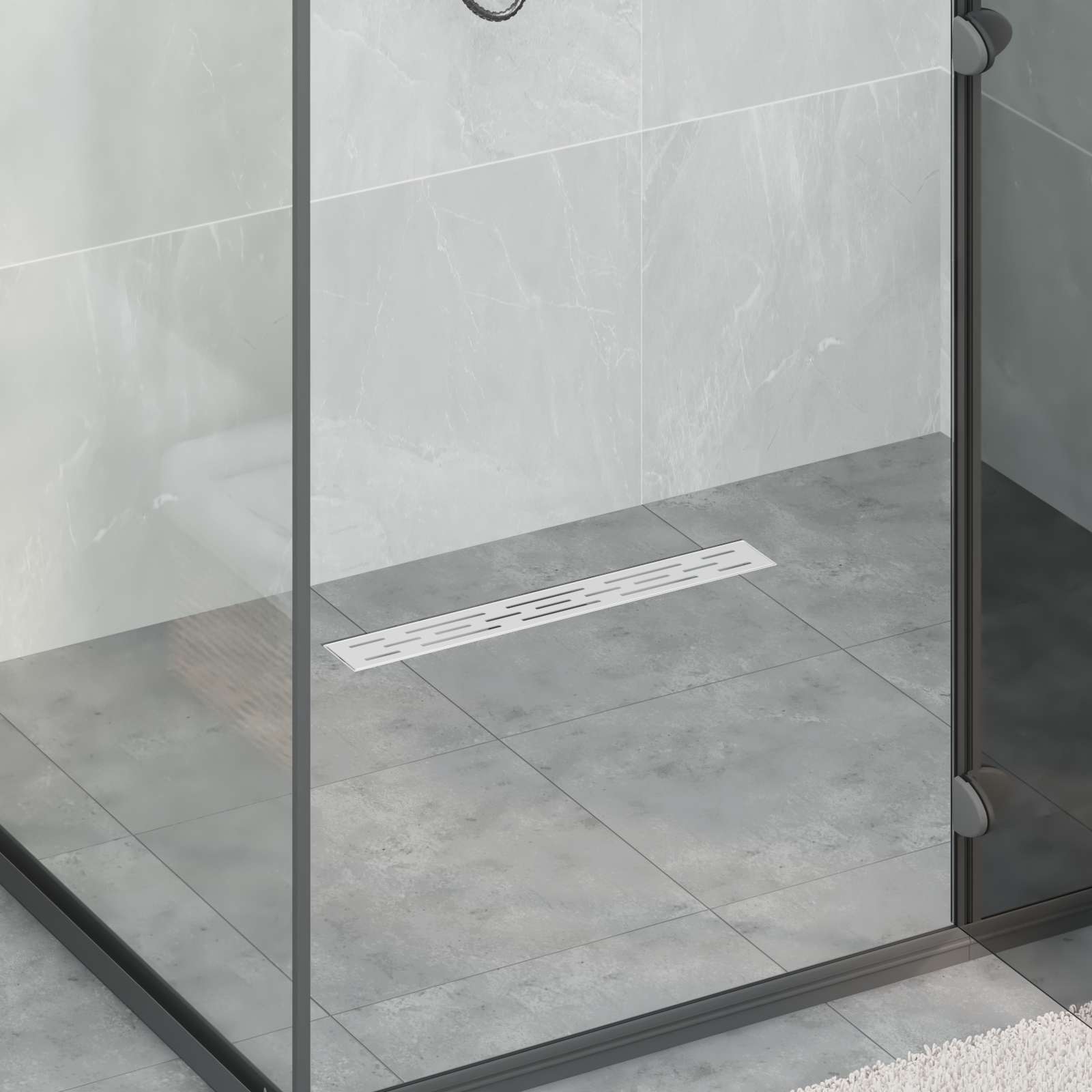 vidaXL Drenaj pentru duș cu design pe linie Argintiu 50 cm